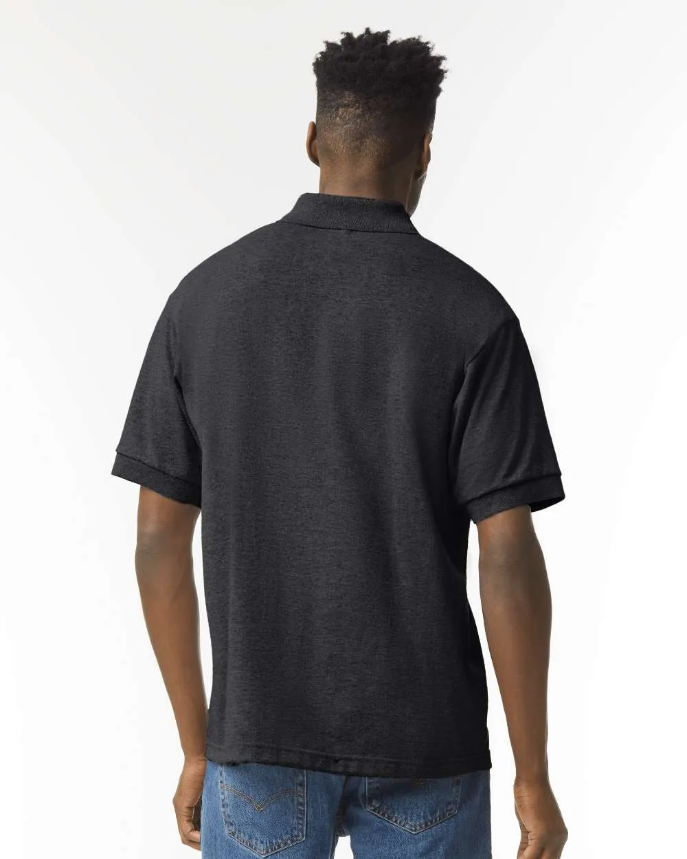 Gildan 8800 DryBlend Jersey Polo in Dark Heather, back