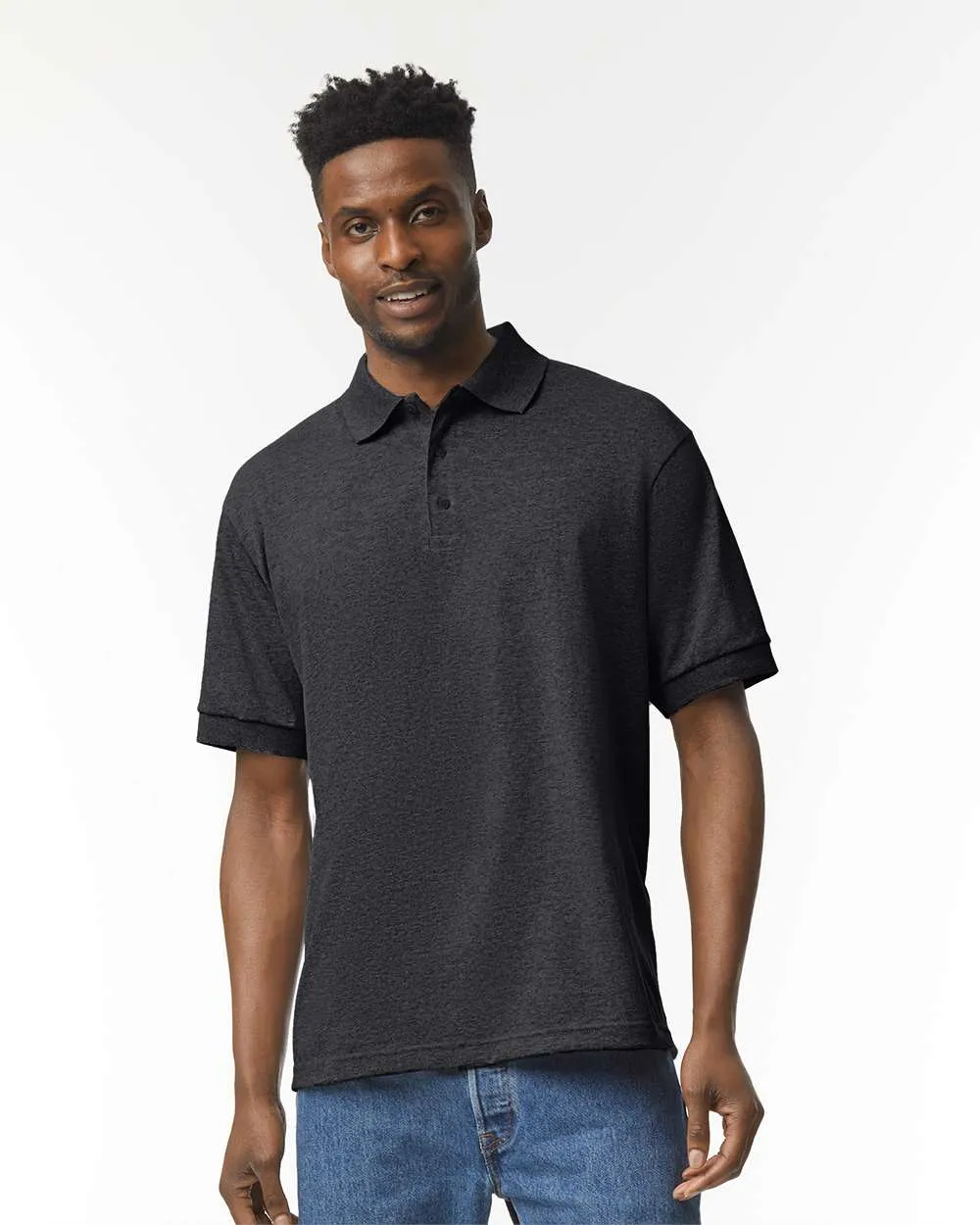 Gildan 8800 DryBlend Jersey Polo in Dark Heather, front