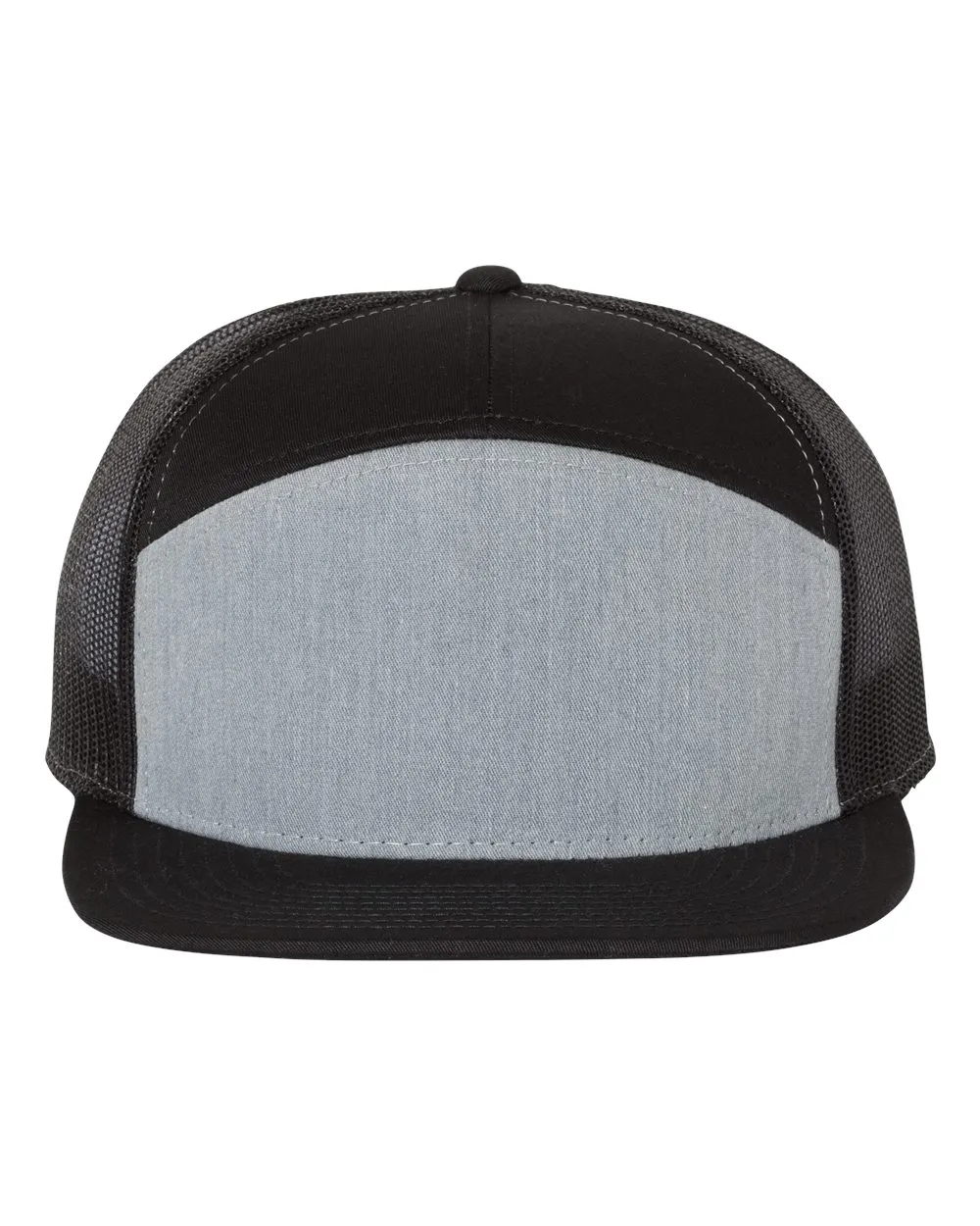 Richardson 168 Seven-Panel Trucker Cap in Heather Grey/Black