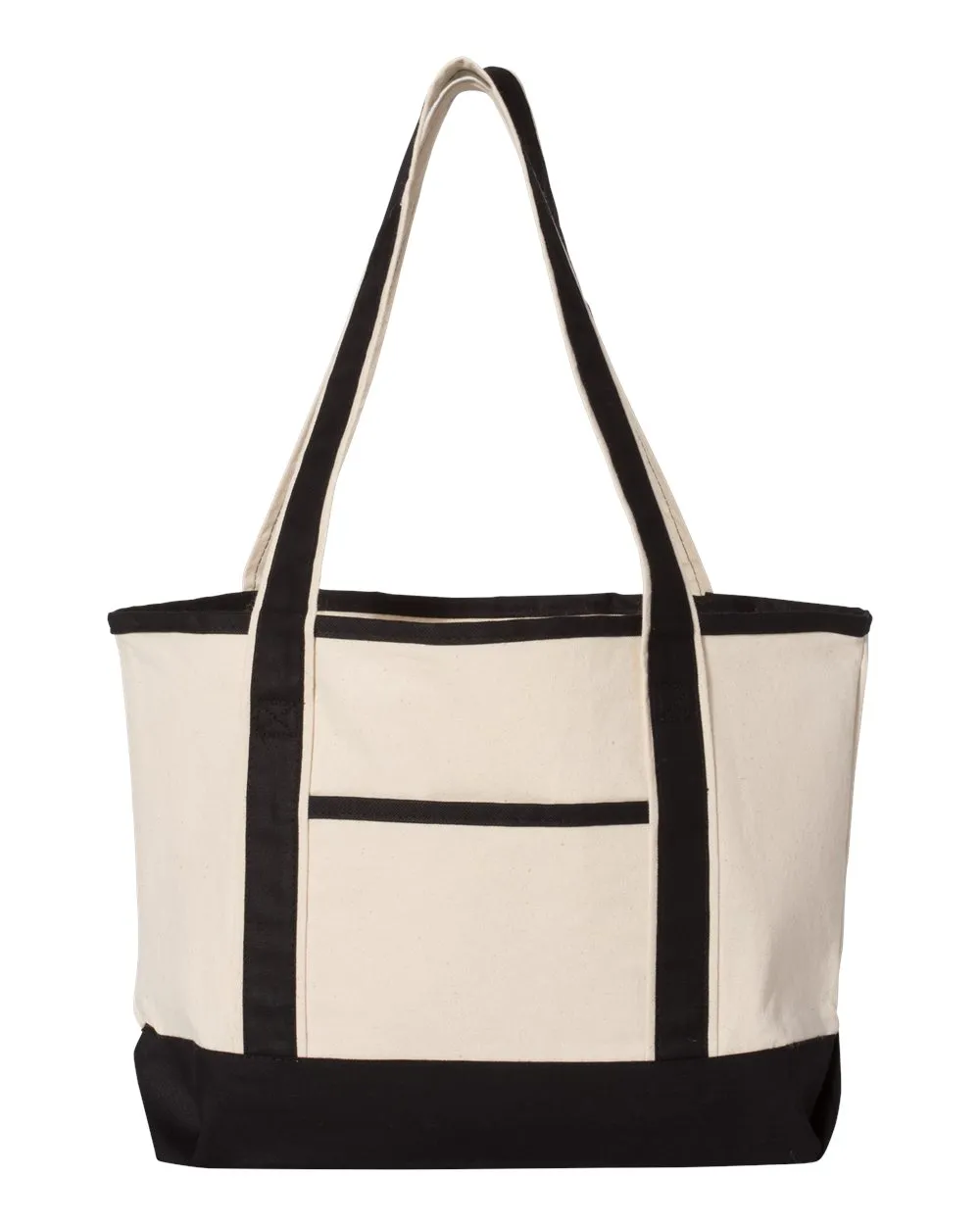 Q-Tees Q125800 20L Small Deluxe Canvas Tote in Natural/Black